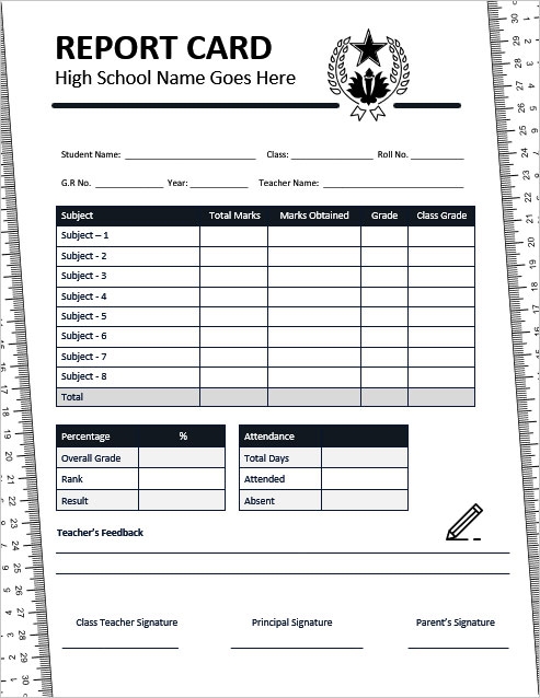 printable homeschool report card template