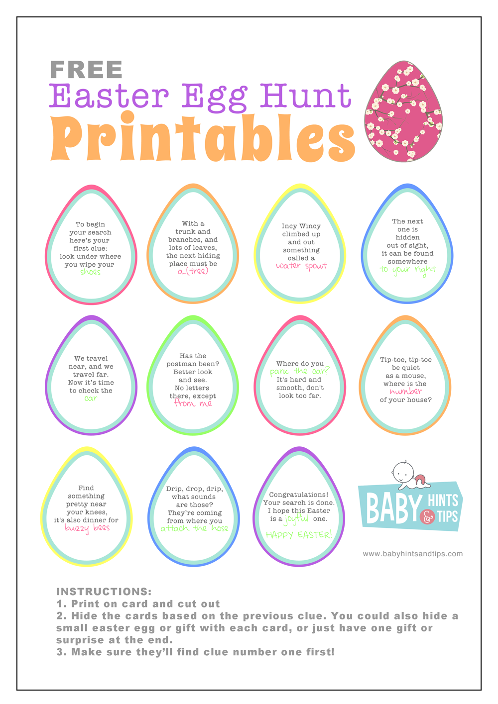 Printable Easter Scavenger Hunt Clues Printable Sight Words List