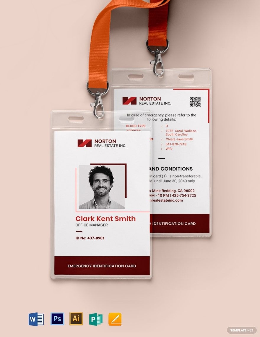 Printable Emergency Card Template In Illustrator Word PSD Download 