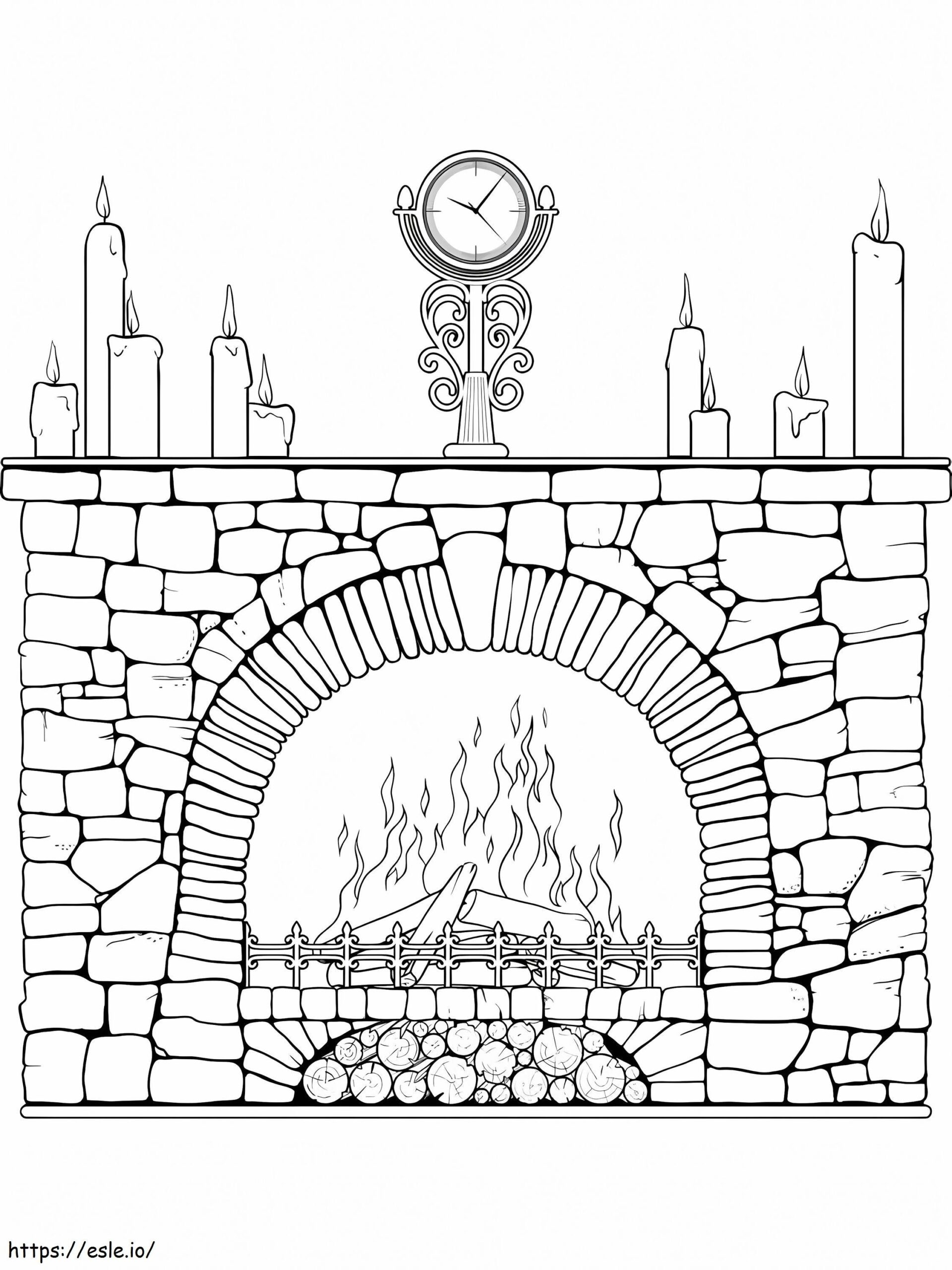 Printable Fireplace Coloring Page