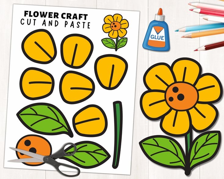 Printable Flower Printable Craft Template Build A Flower Spring Craft 