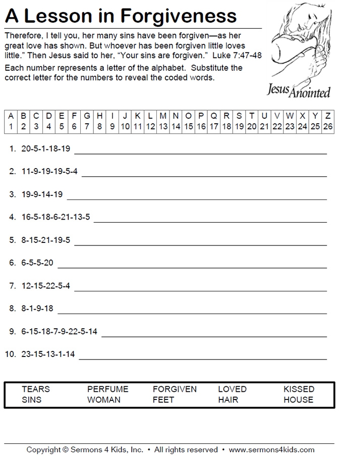 Printable Forgiveness Activity Sheets Printable Word Searches