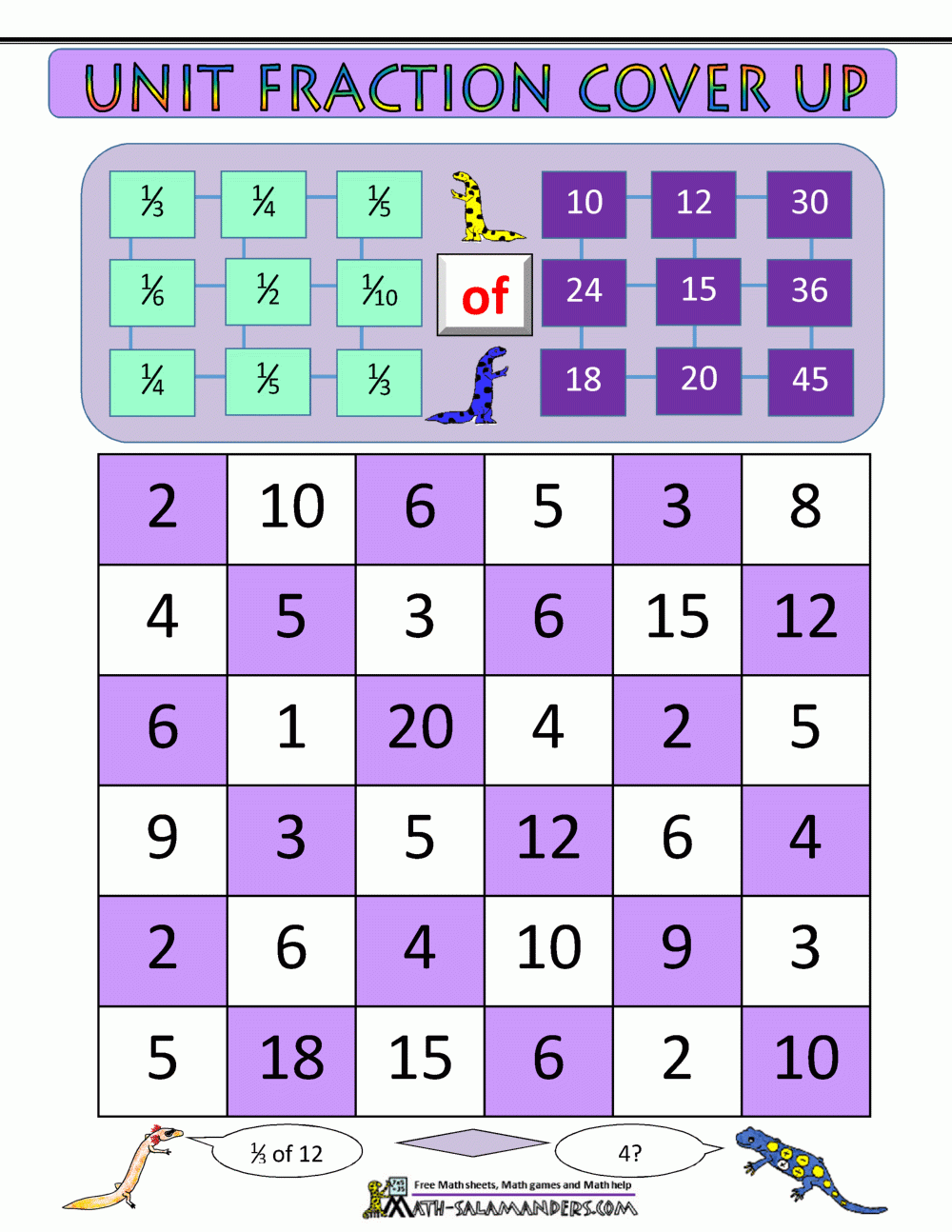 printable fraction activities