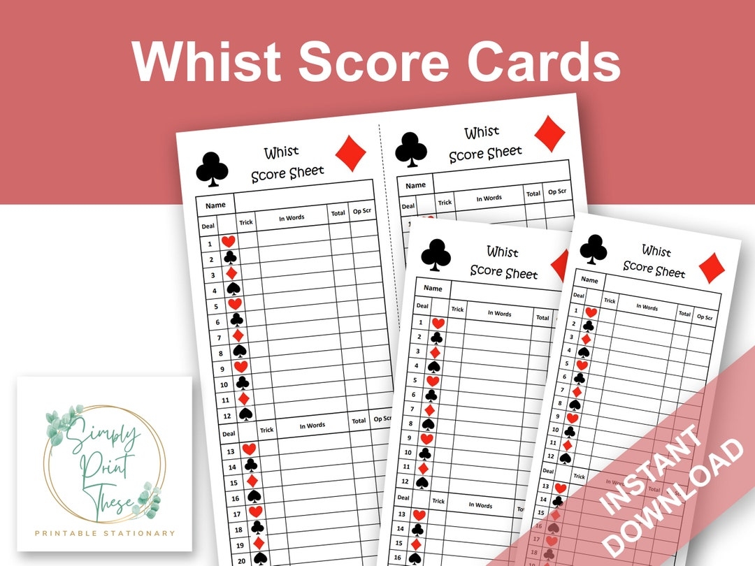 printable free whist score card template