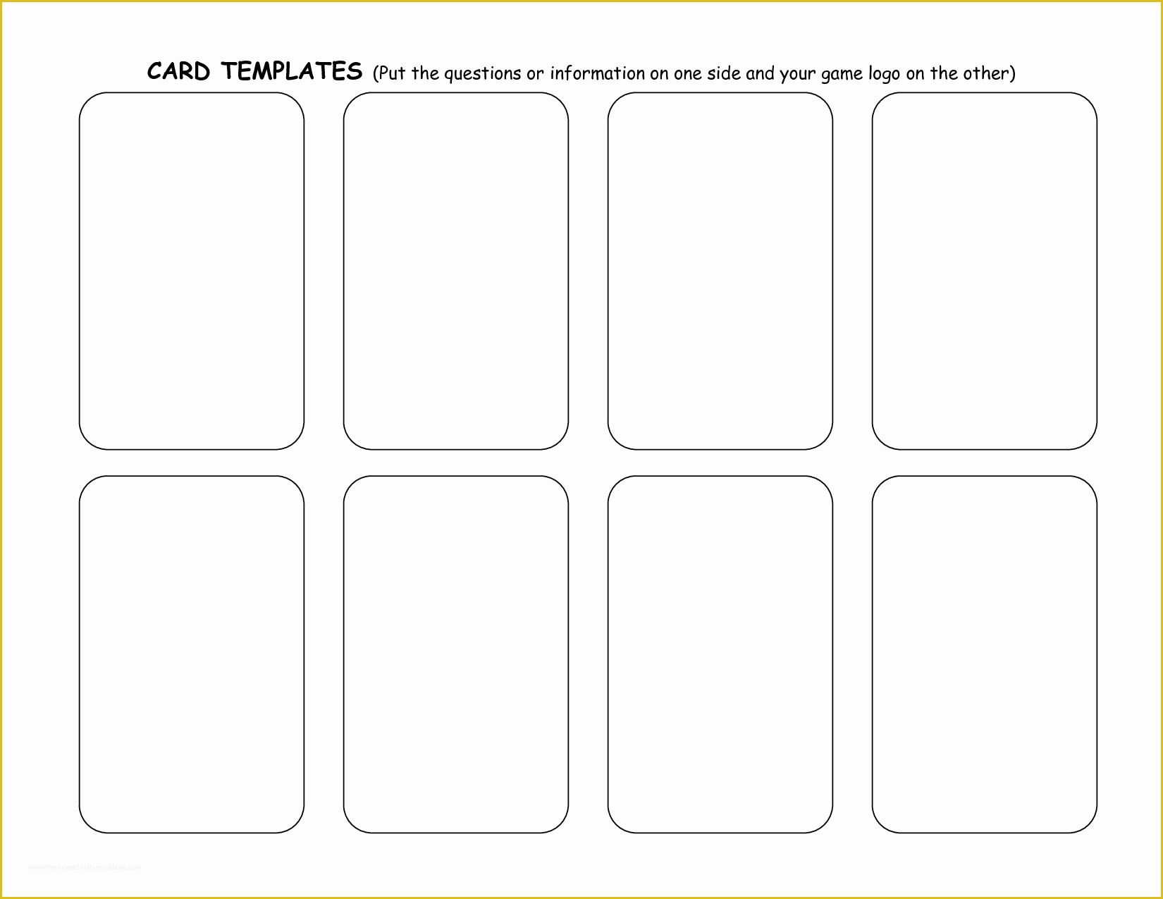 Printable Game Cards