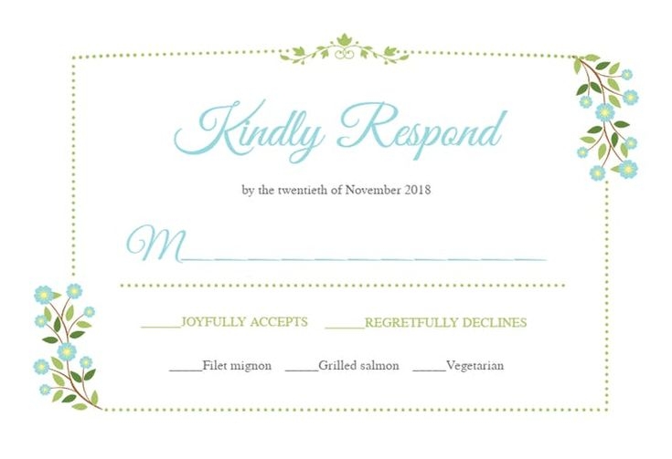 Printable Garden Wedding Response Card Template