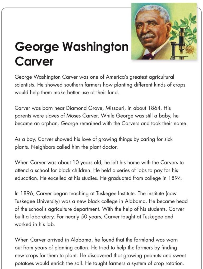 Printable George Washington Carver Worksheets Printable JD