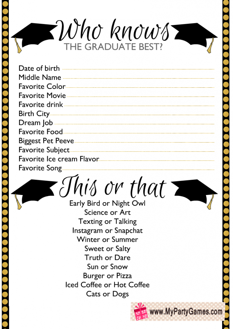 Printable Graduation Games