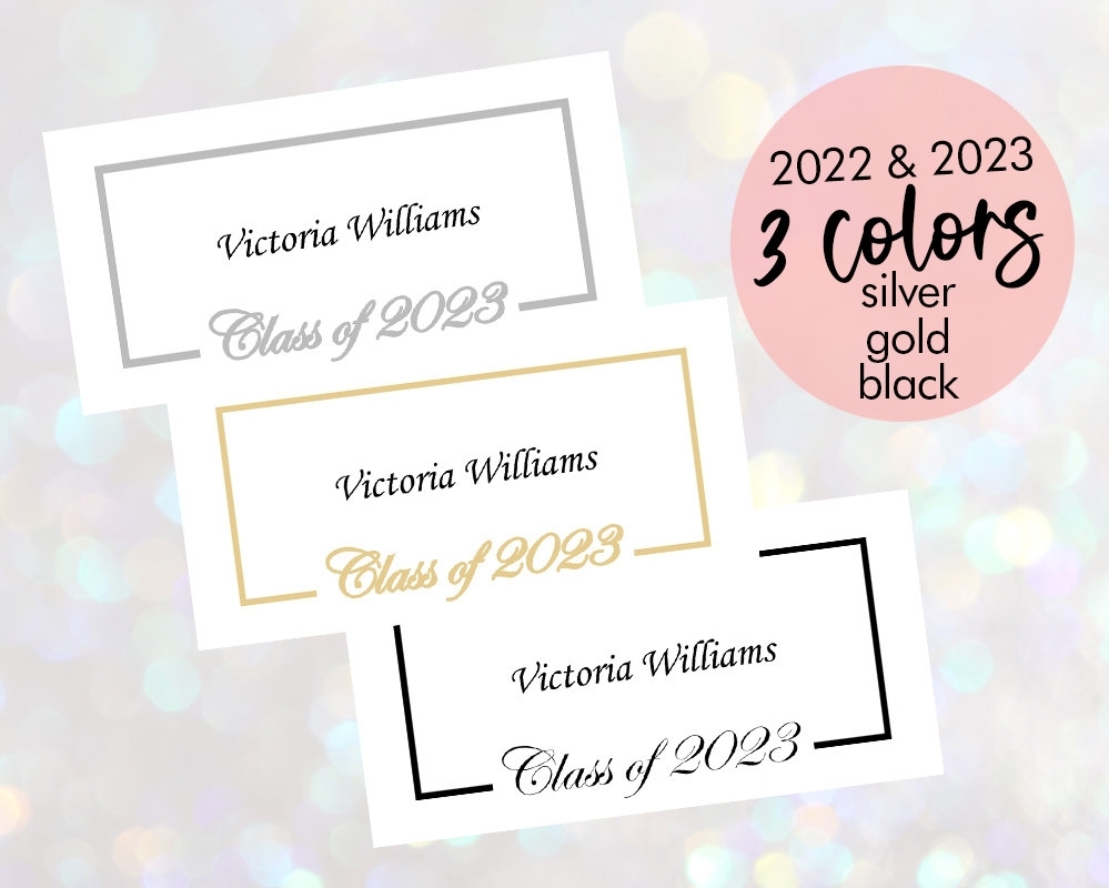 Printable Graduation Name Card Template Gold Silver Black Etsy 