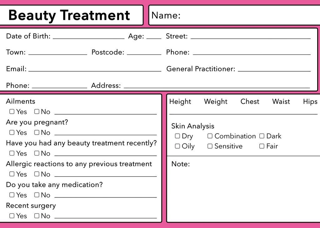 Printable Hair Salon Client Record Card Template Printable Templates Free