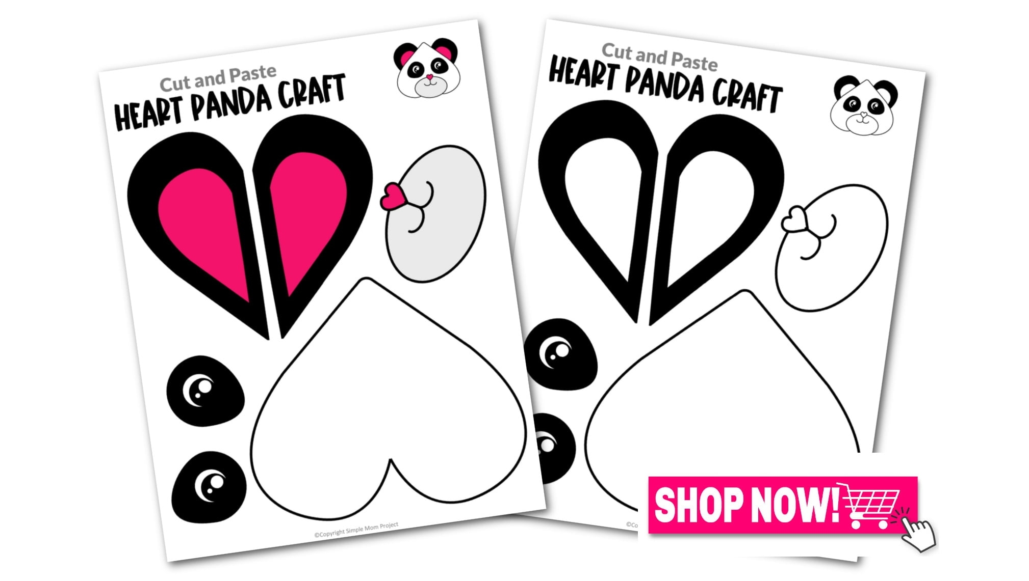 Printable Heart Panda Craft Template Simple Mom Project Printable 