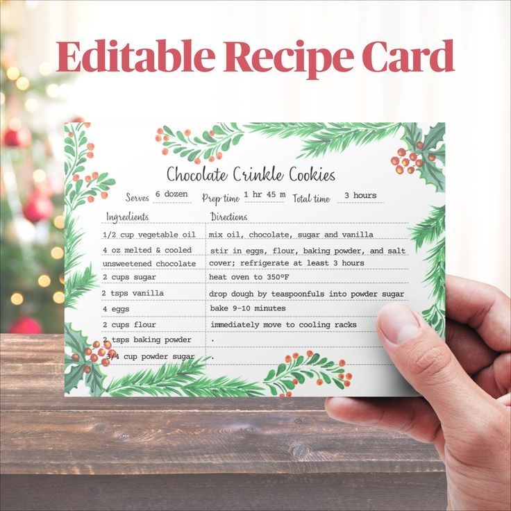 printable holiday recipe card templates