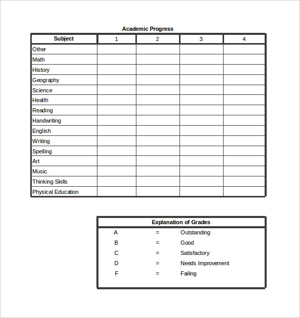 Printable Homeschool Report Card Template Printable Templates