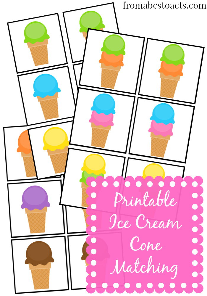 Printable Ice Cream Cone Matching From ABCs To ACTs Ice Cream