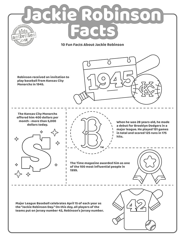 Printable Jackie Robinson Facts For Kids Kids Activities 50 OFF