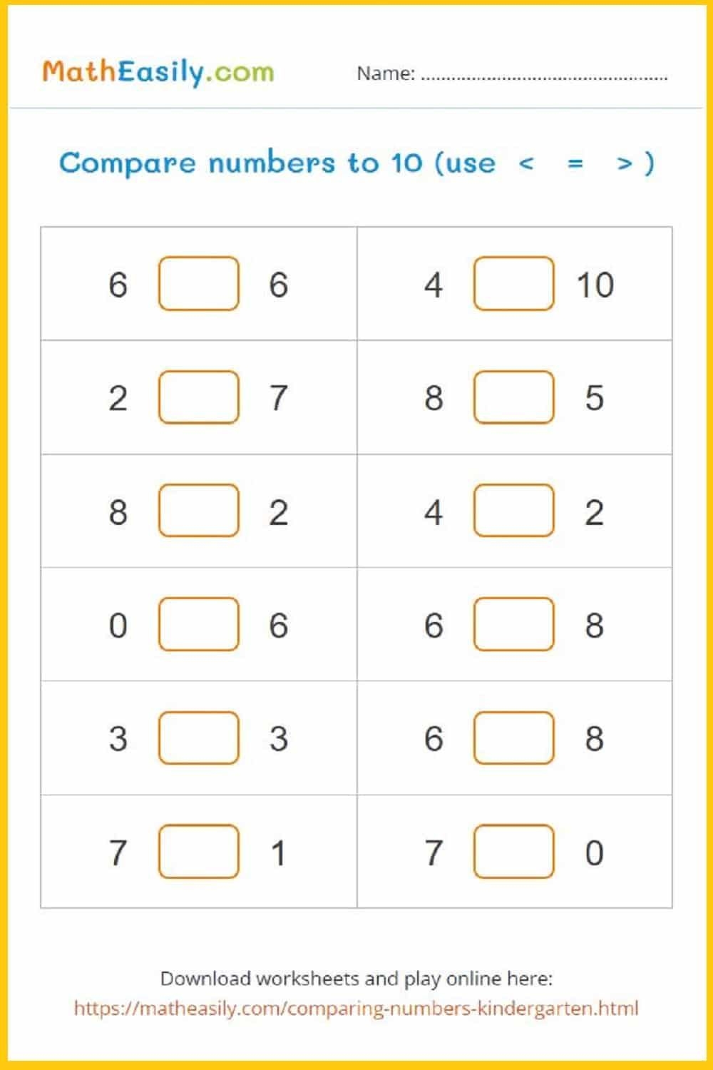 numbers worksheets for kindergarten pdf