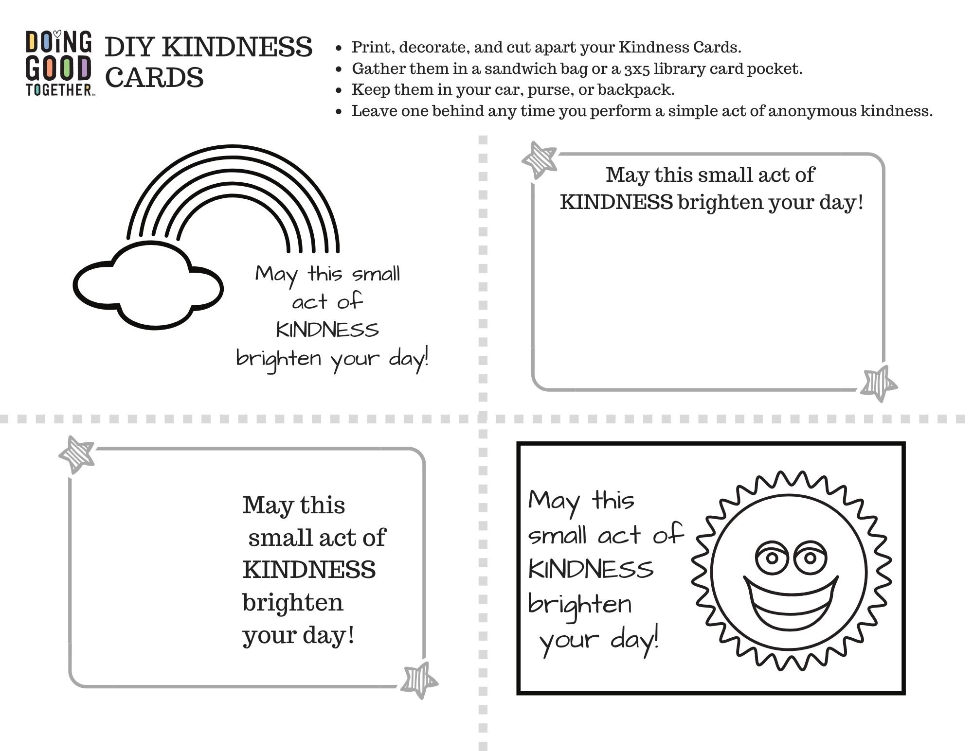 free printable kindness card template