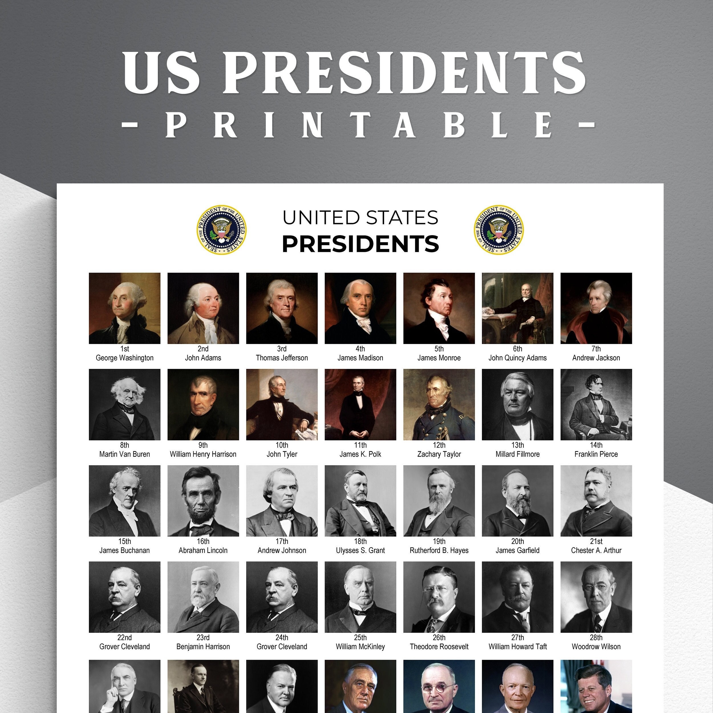 Printable List Of Presidents Printable Free Templates