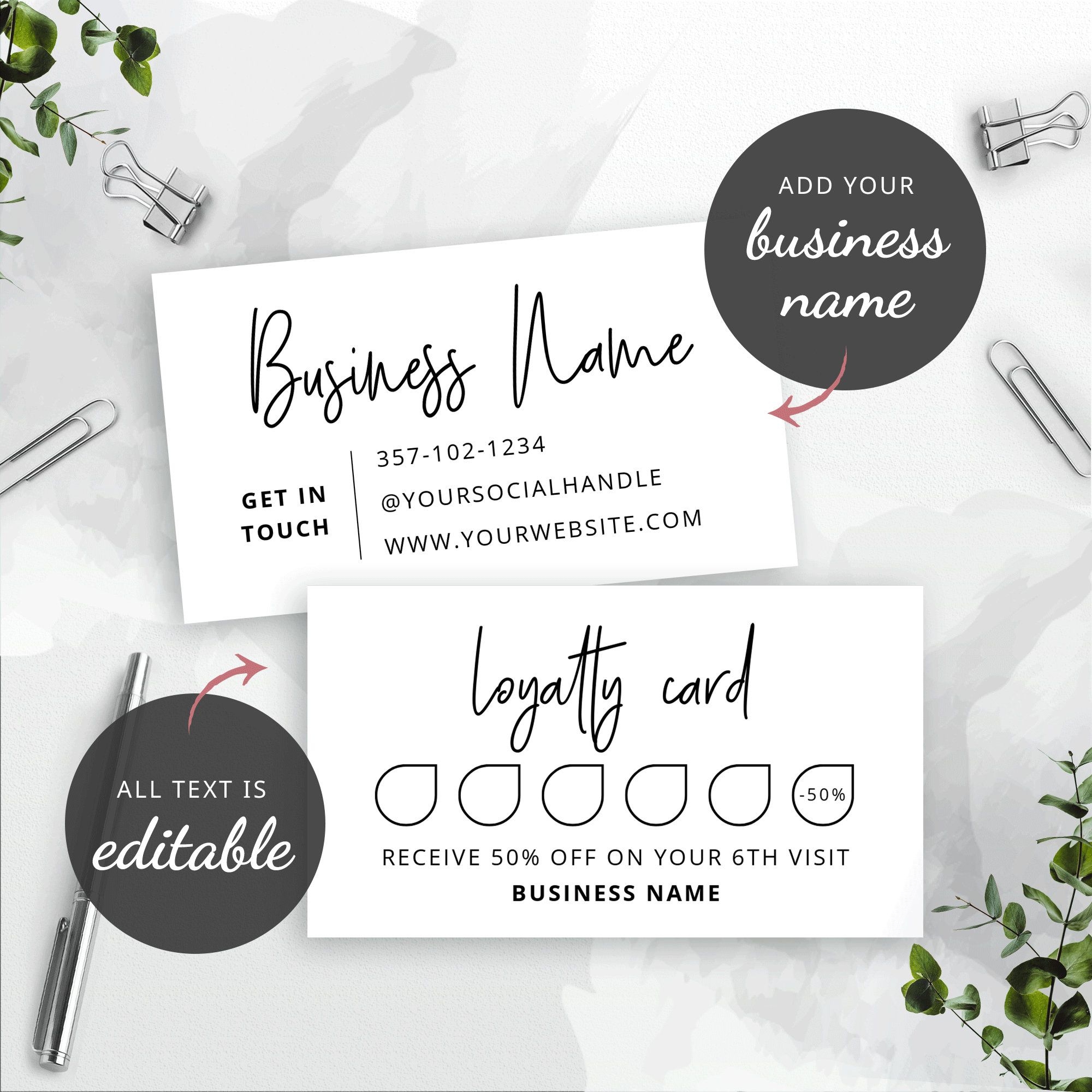 Printable Loyalty Card Simple Customer Rewards Card Template Etsy