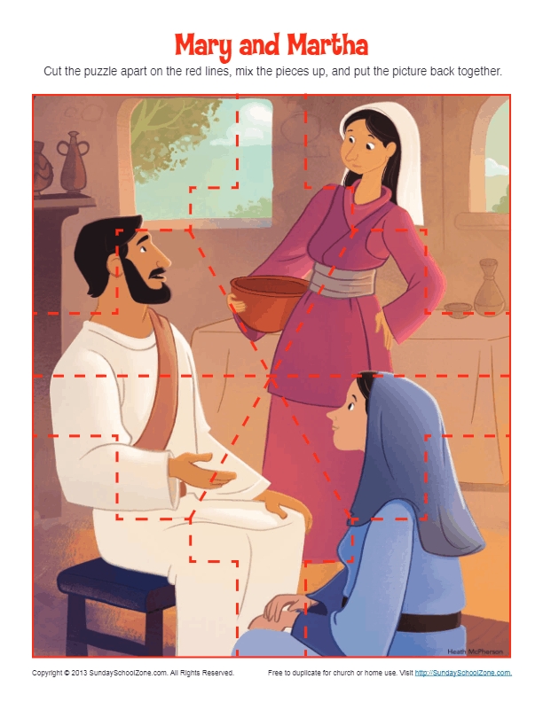 Printable Mary And Martha Activity Sheets