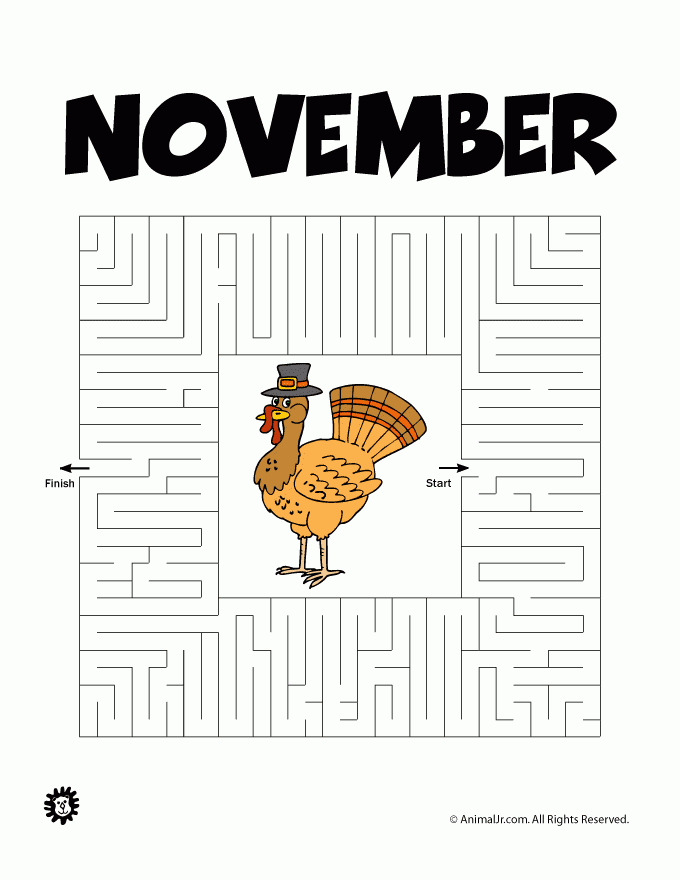 Printable Mazes For Kids Printable Maze For November Animal Jr 