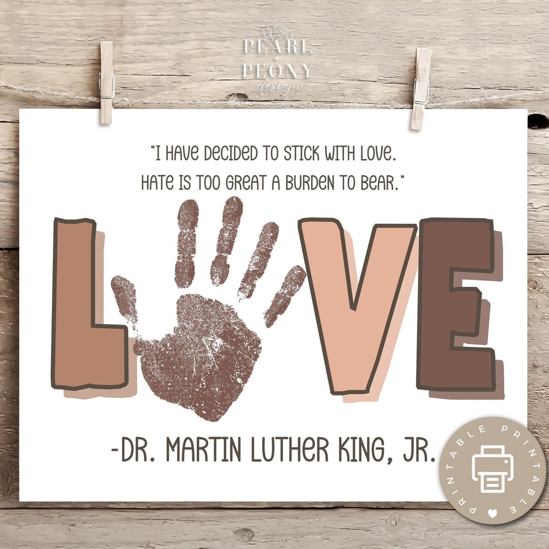 PRINTABLE MLK Day Handprint Art Craft For Kids Black History Month 