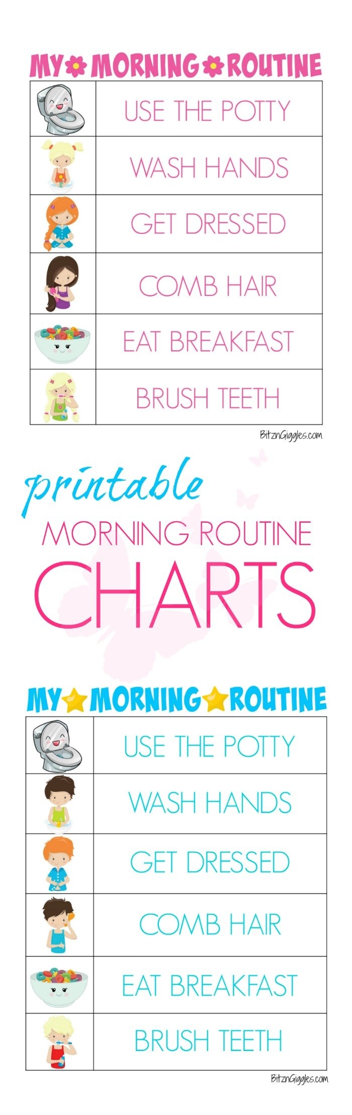 Printable Morning Routine Charts Bitz Giggles