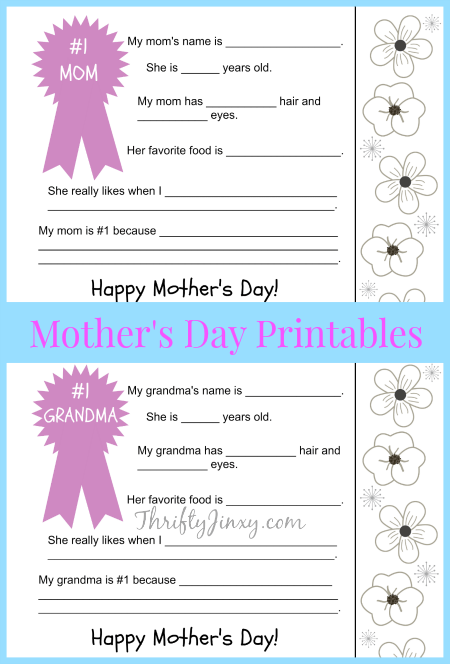 Printable Mothers Day Activity Sheet Card For Mom And Grandma Thrifty 