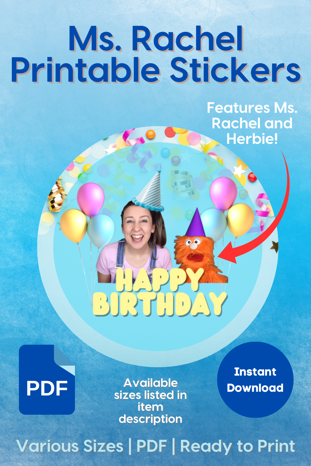 Printable Ms Rachel Stickers Happy Birthday PDF Ready To Print Ms 