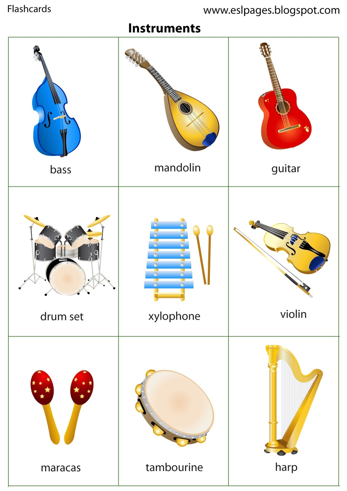 Printable Musical Instruments Printable Word Searches