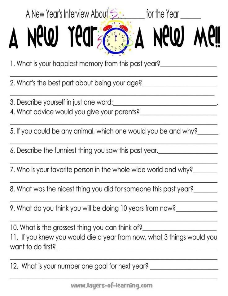 new year activity printable