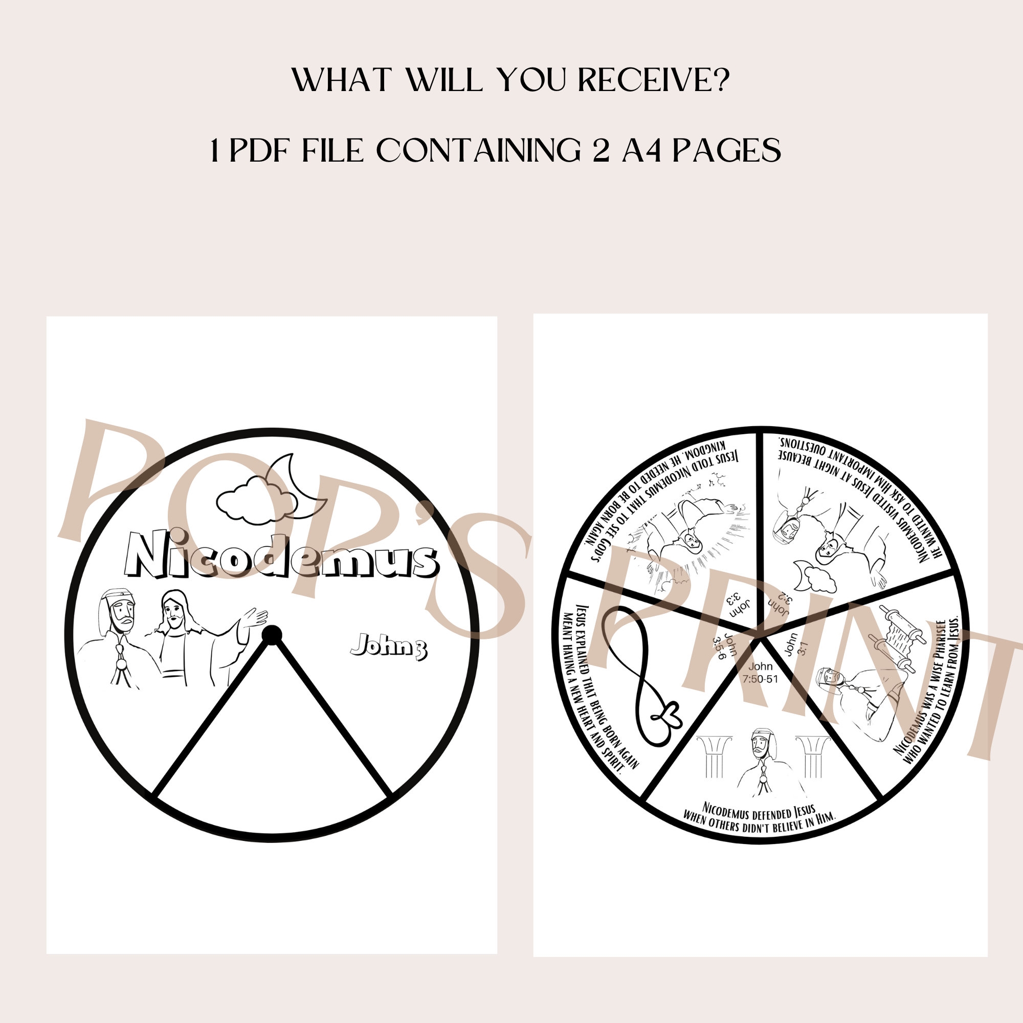 Printable Nicodemus Coloring Spinner Wheel Nicodemus Sunday School 