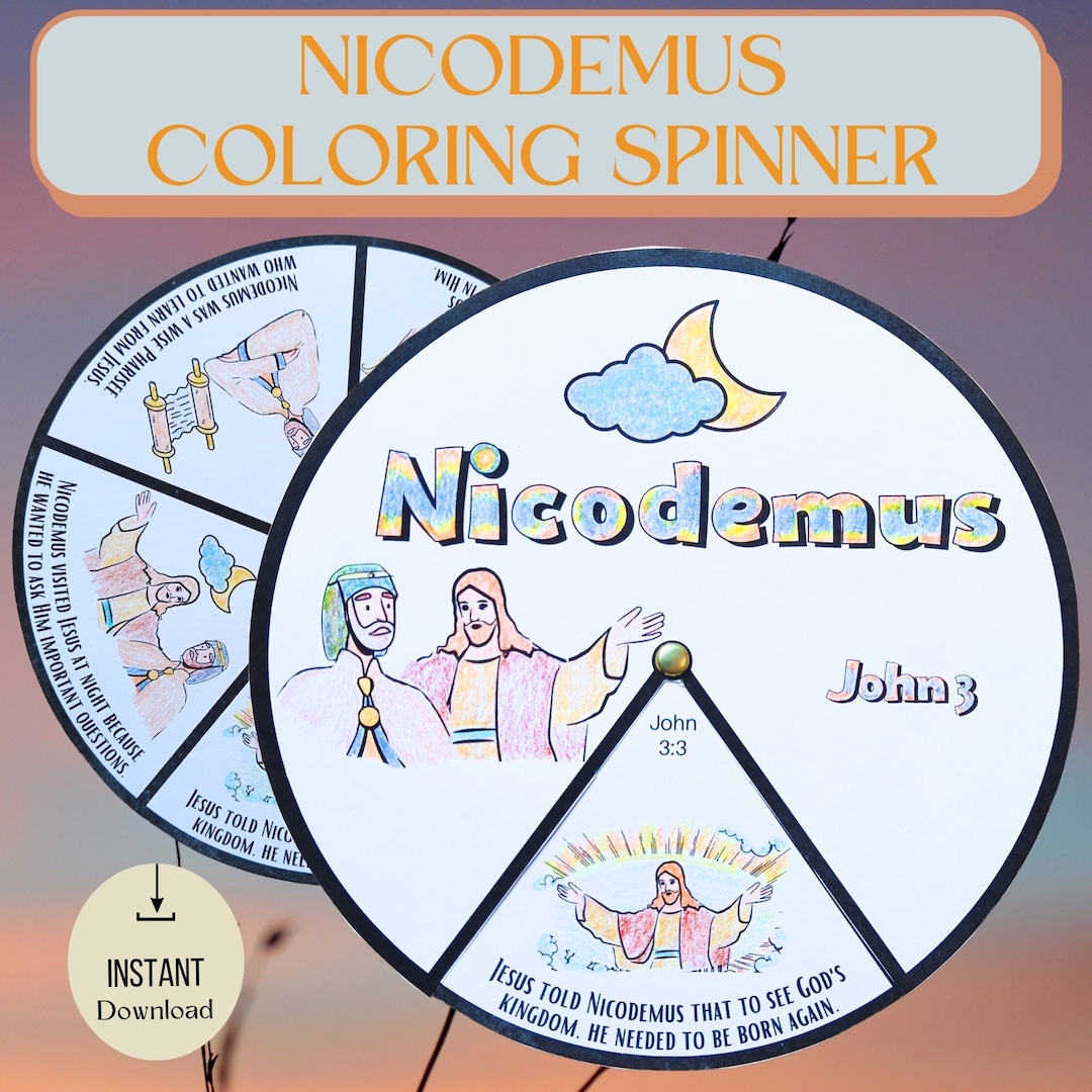 Printable Nicodemus Coloring Spinner Wheel Nicodemus Sunday School 