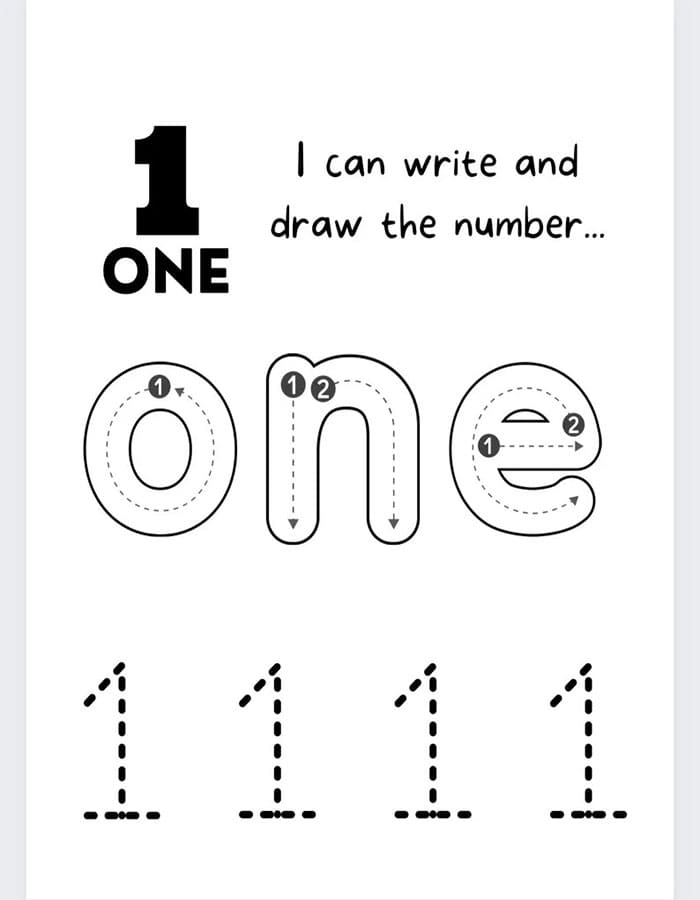 Printable Number 1 Tracing Activity Free Download And Print For You 