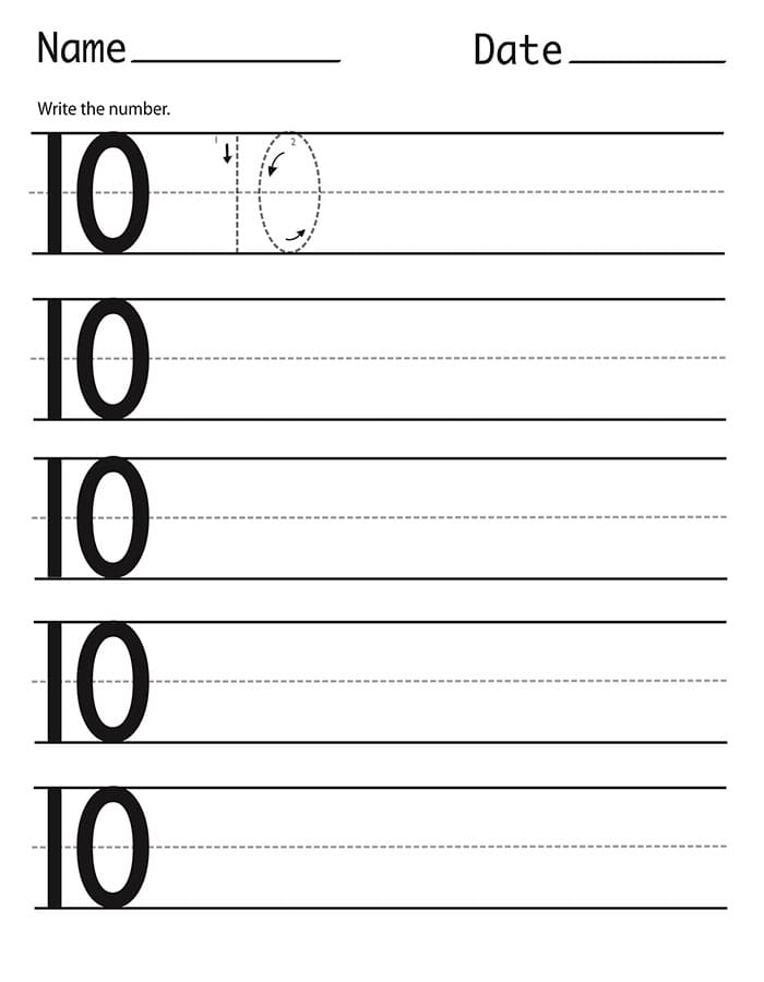 Printable Number 10 Tracing Activity Free Download And Print For You 