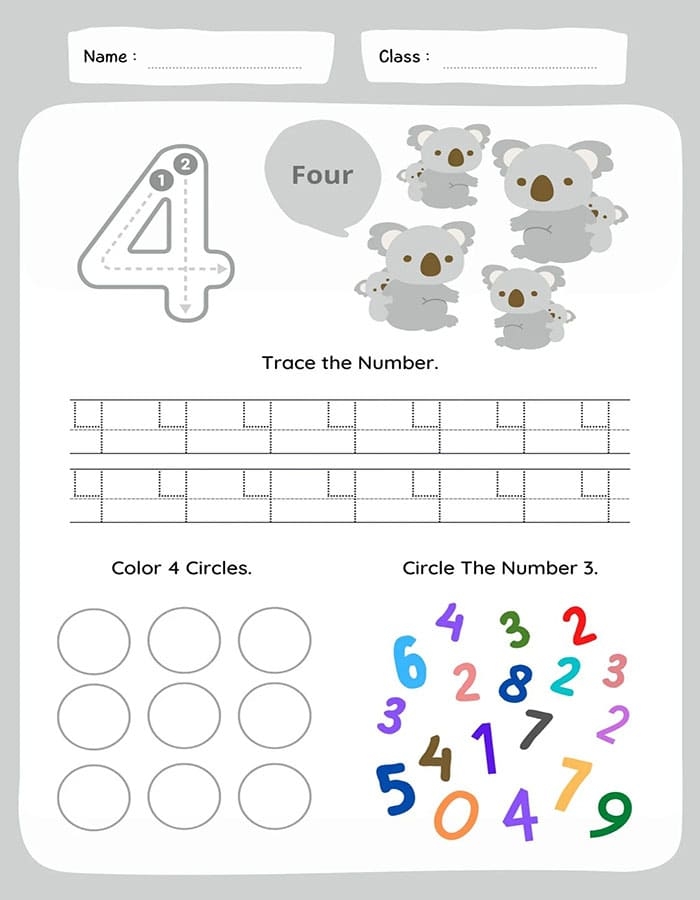 Printable Number 4 Tracing Activity Free Download And Print For You 