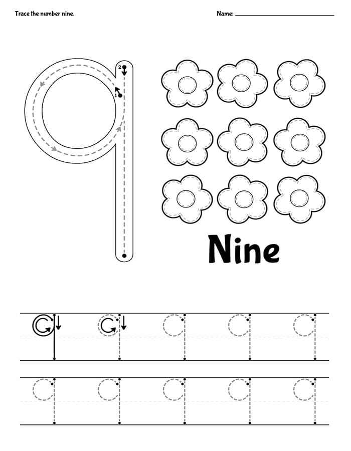 Printable Number 9 Tracing Activity Free Download And Print For You 