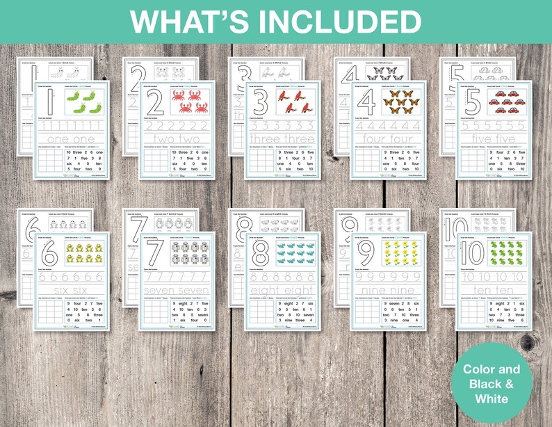 Printable Numbers 1 10 Worksheets Number Tracing Counting Practice 