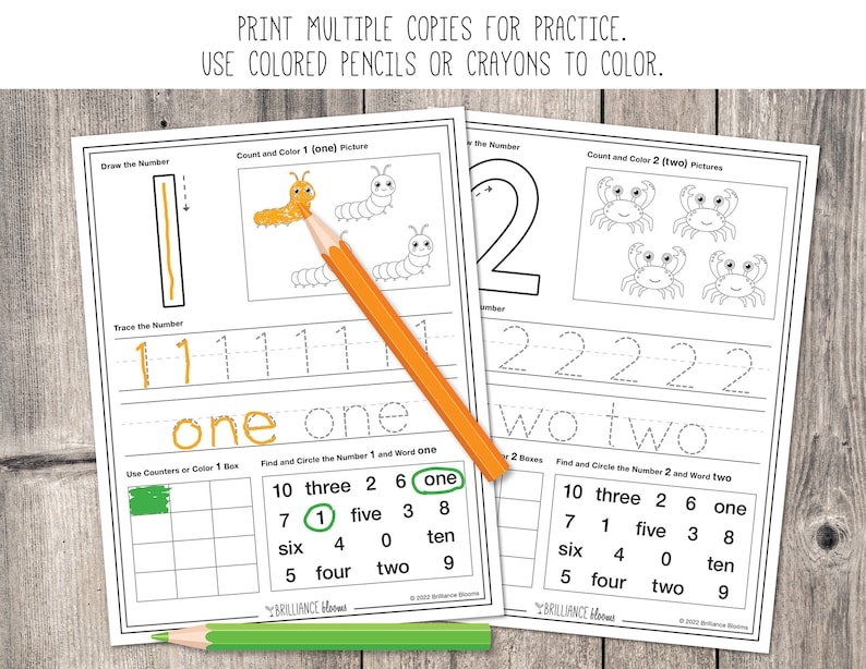 Printable Numbers 1 10 Worksheets Number Tracing Counting Practice 
