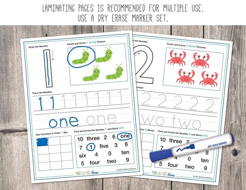 Printable Numbers 1 10 Worksheets Number Tracing Counting Practice 