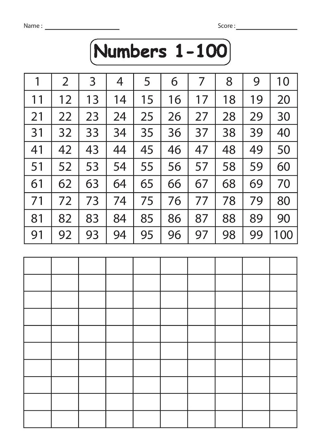 Printable Numbers 1 100 Worksheets Printable Worksheets