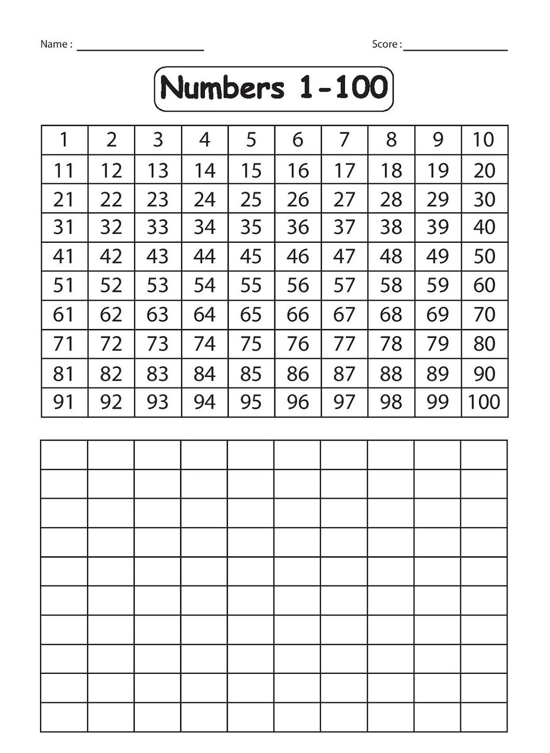 Printable Numbers 1 100 Worksheets Printable Worksheets