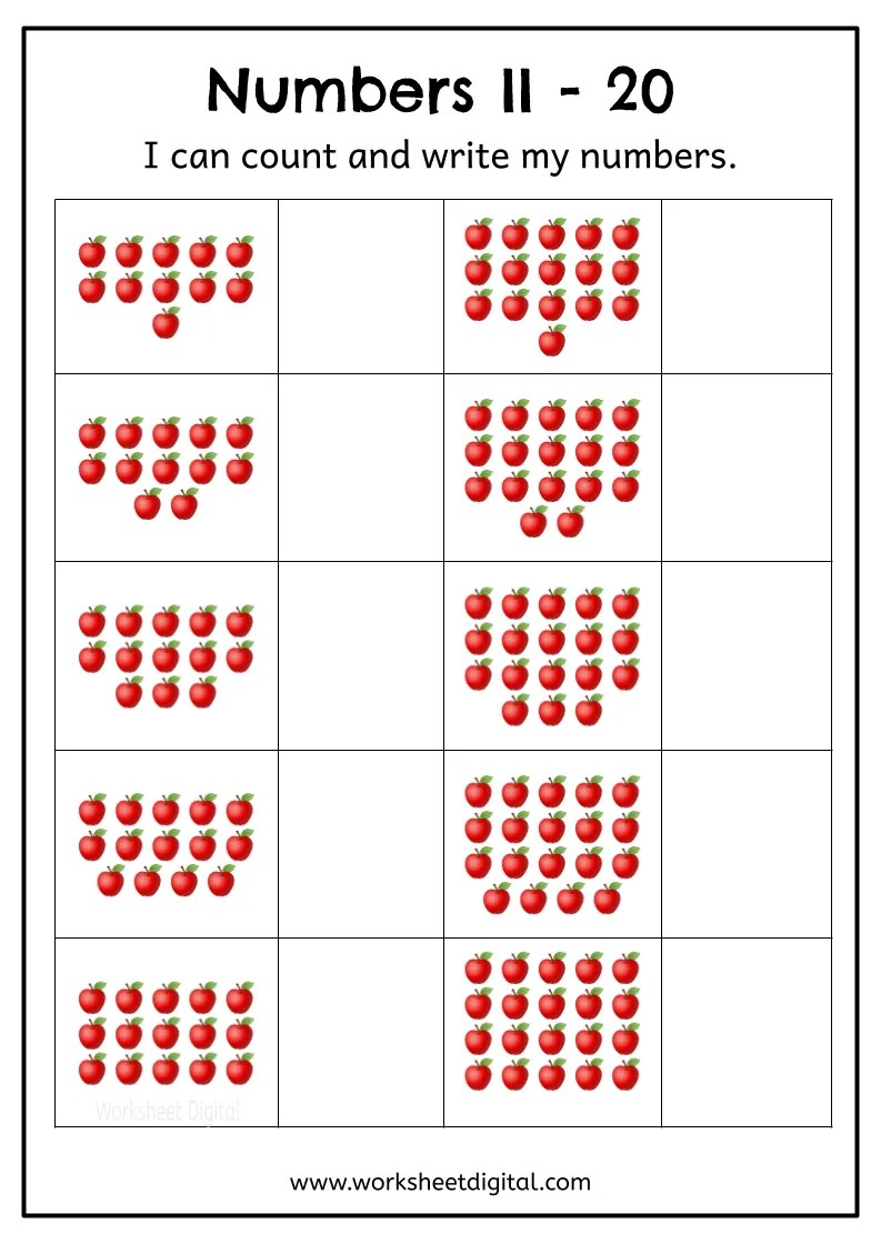 numbers 11-20 worksheets pdf free
