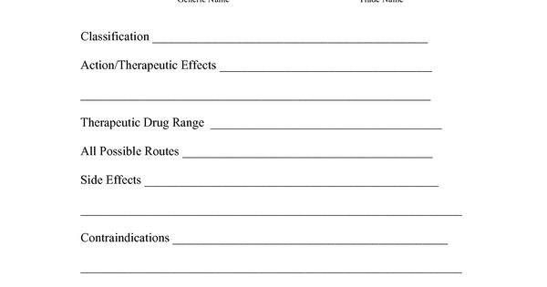 Printable Nursing Drug Card Template Printable Templates