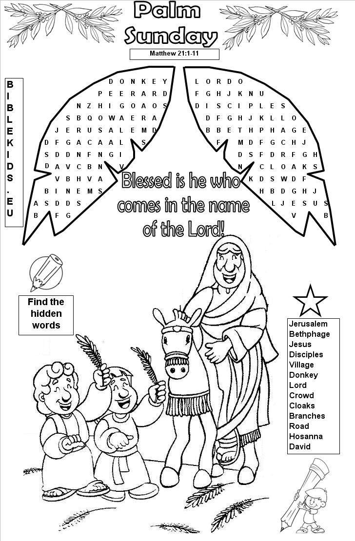 Printable Palm Sunday Activity Sheets Printable Word Searches
