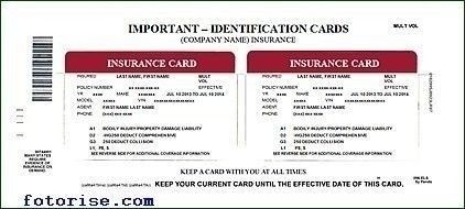 Printable Pdf Fake Car Insurance Card Template