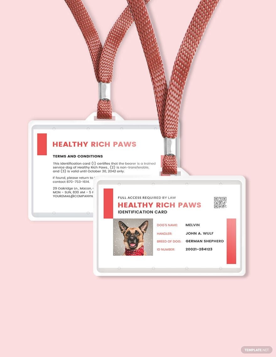 printable pet id card template