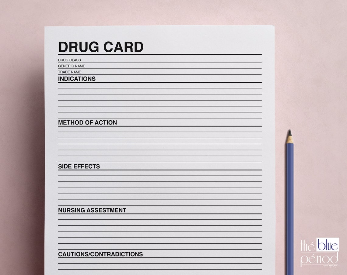 Printable Pharmacology Drug Card Template