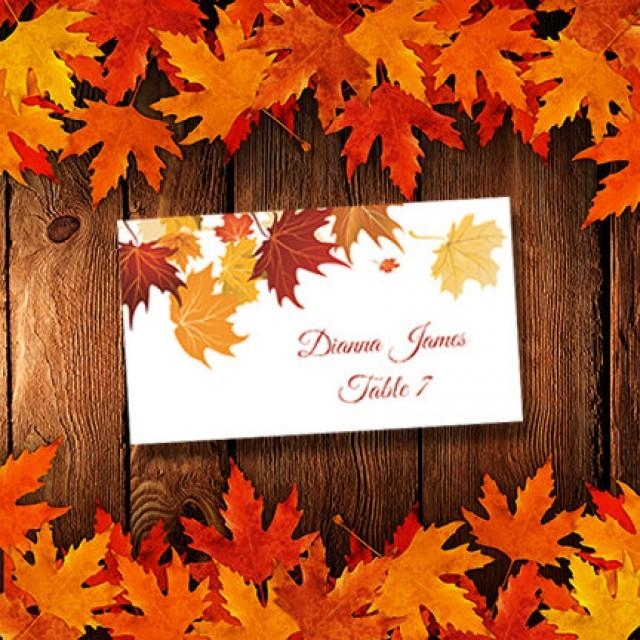 Printable Place Cards Template quot Falling Leaves quot Avery 5302 Compatible 