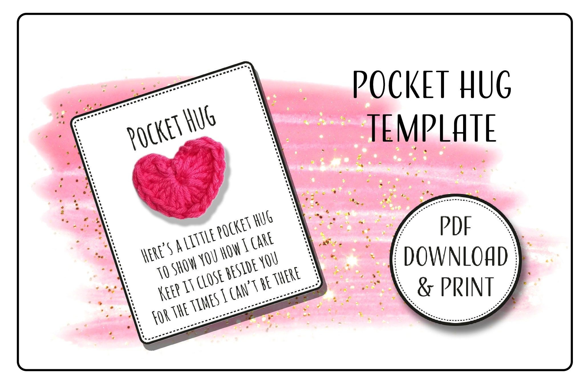 PRINTABLE Pocket Hug Crochet Poem Display Card Template Label Tag PDF